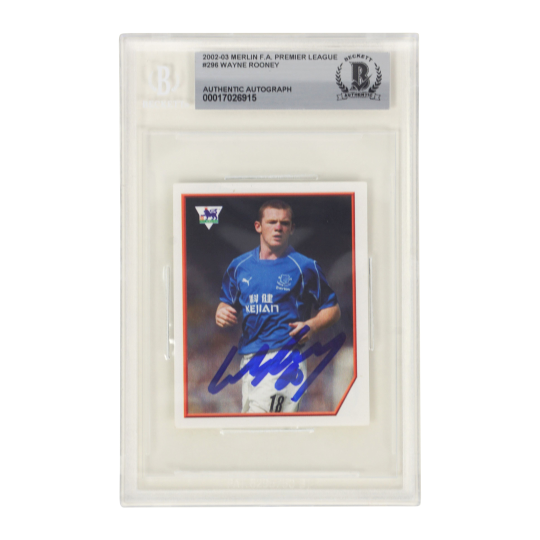 Wayne Rooney Signed 2002 Merlin Premier League Rookie #296 – BGS Auto Authentic